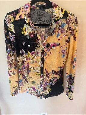 Black Label Yellow & Black Floral Button-Down Shirt